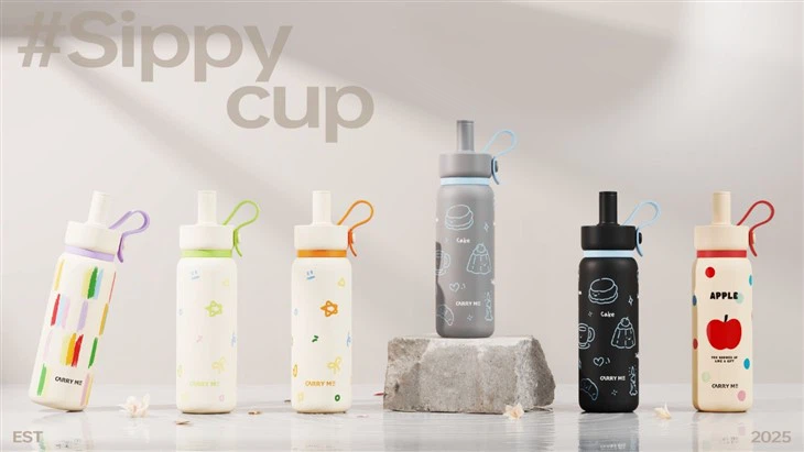 Plonas nerūdijančio plieno watere puodelis su šiaudais